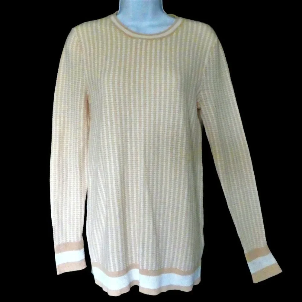 CaSHMeRe CoTToN Equipment Sweater Check Stripes Long Sleeve Earthy Neutral